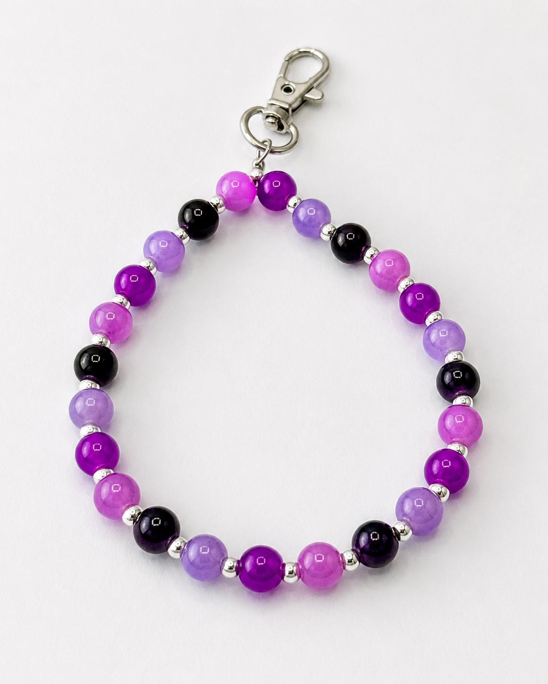 Pink & Purple Glass Beaded Phone Wristlet