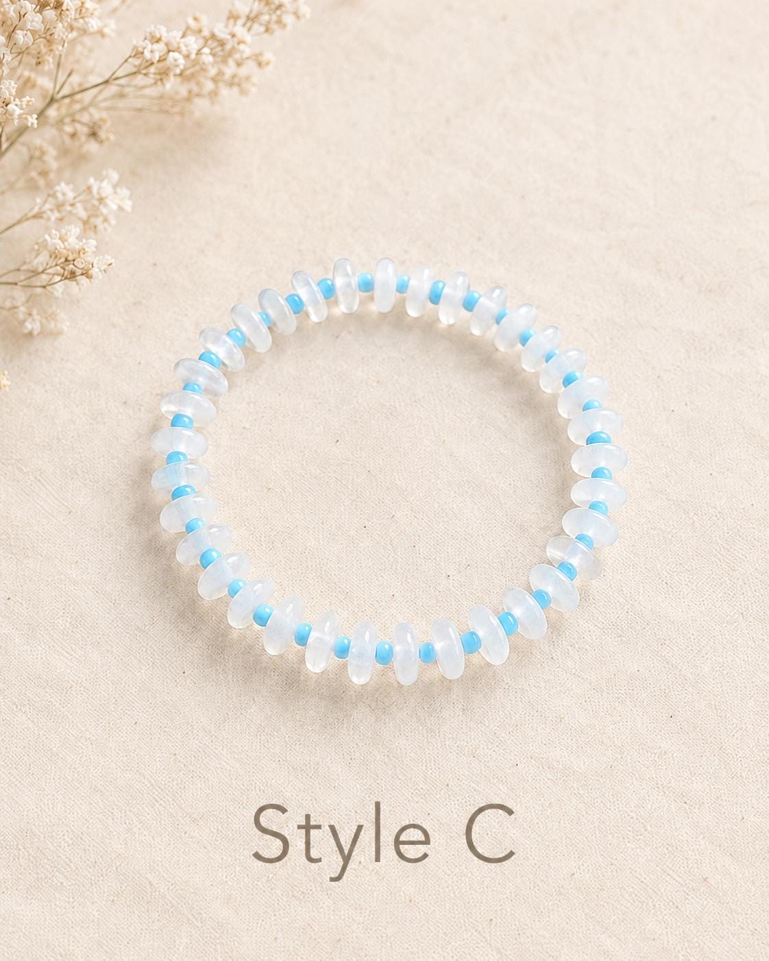 Natural Beaded Stretch Bracelet, White Marble or Mixed Jade Bracelet, 925 Silver Spacer Bracelet, Handmade Stackable Jewelry