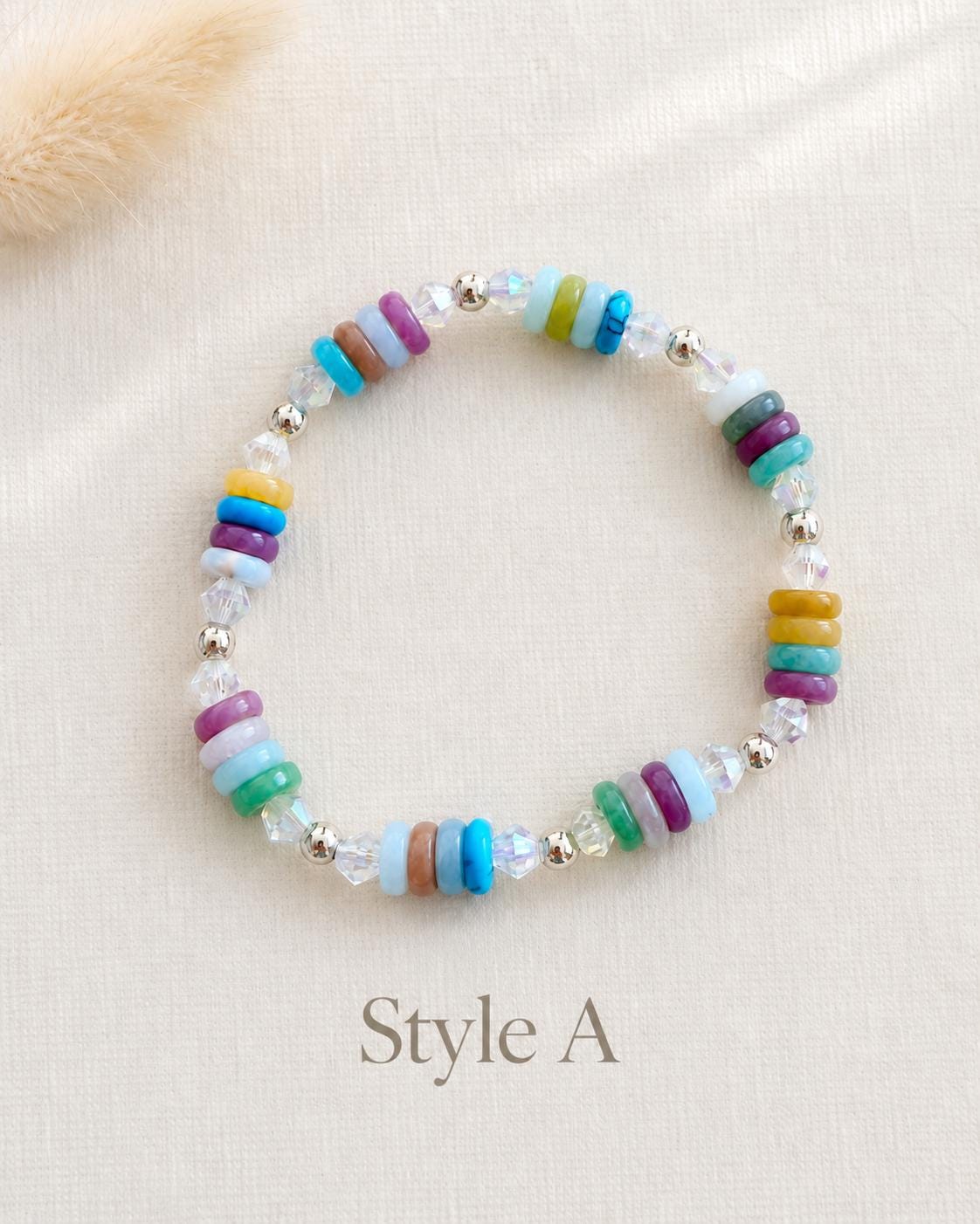 Natural Beaded Stretch Bracelet, White Marble or Mixed Jade Bracelet, 925 Silver Spacer Bracelet, Handmade Stackable Jewelry
