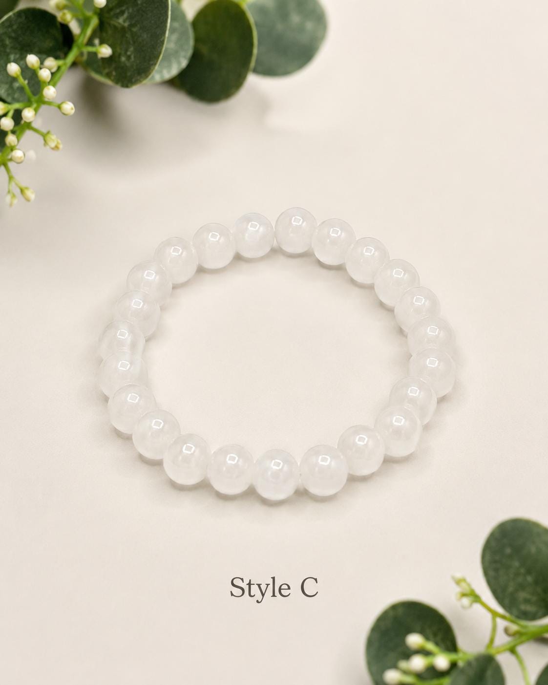 White Frosted Glass Bead Bracelets