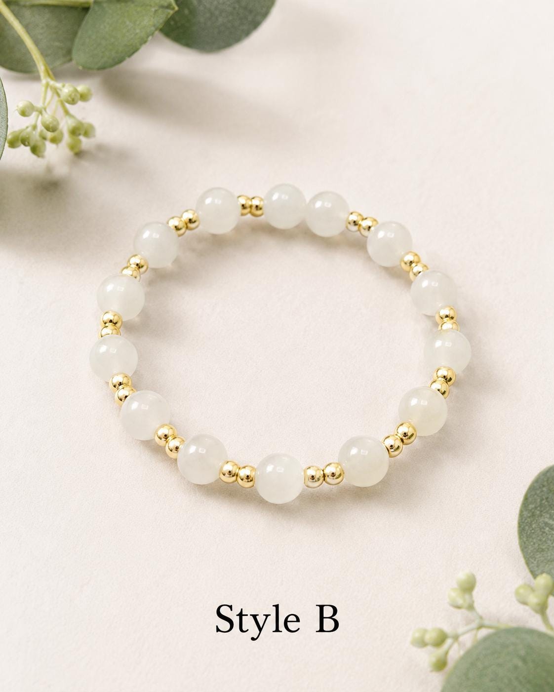 White Frosted Glass Bead Bracelets