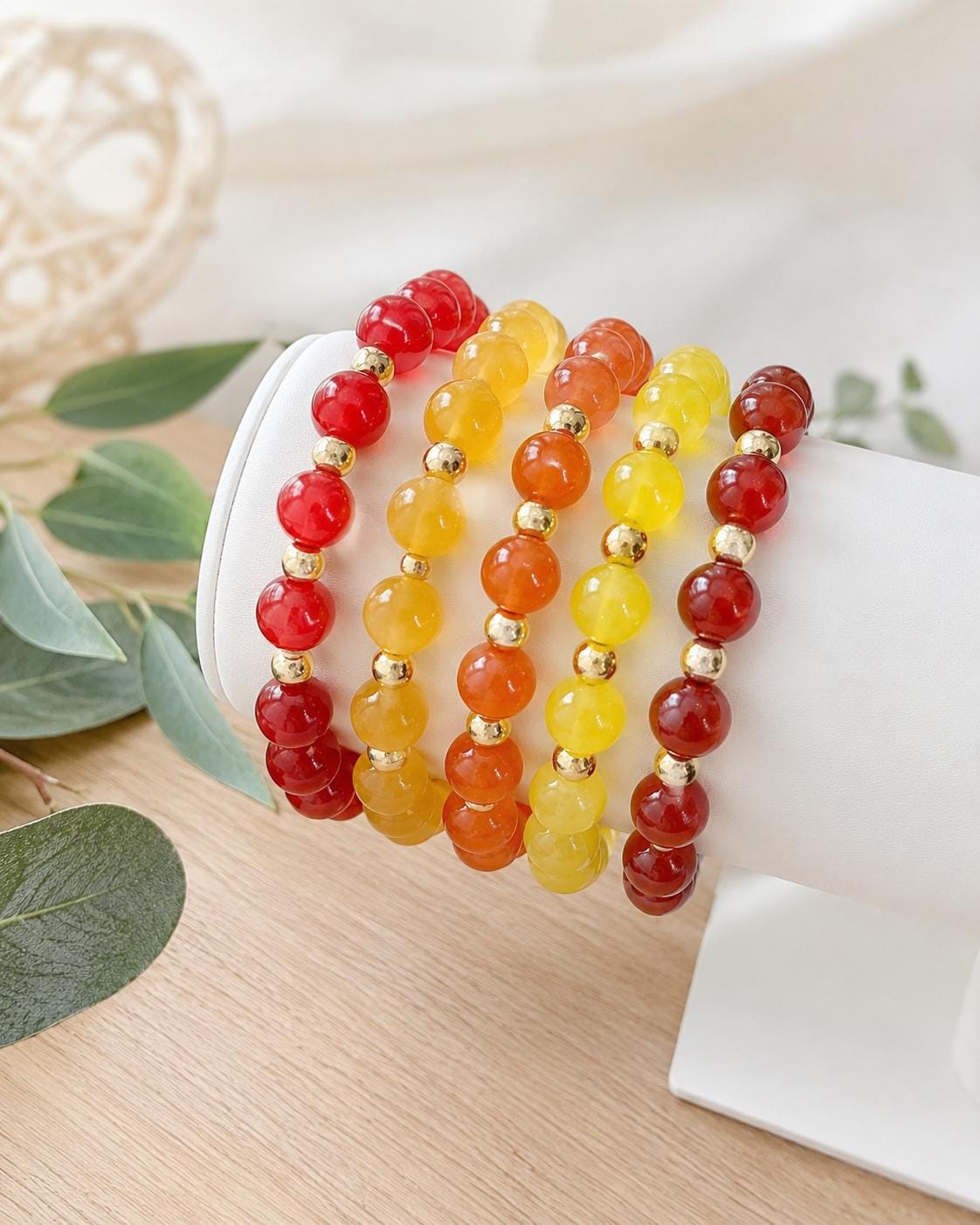 Autumn Glass Beaded Bracelet: 14k Gold Accents