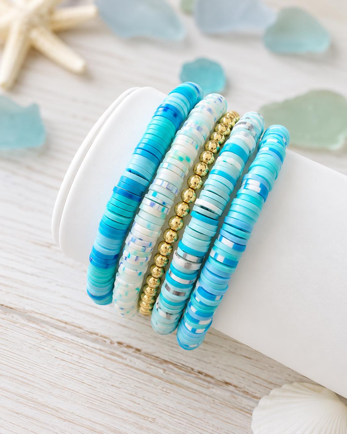 Ocean-Inspired Heishi Bead Stacks