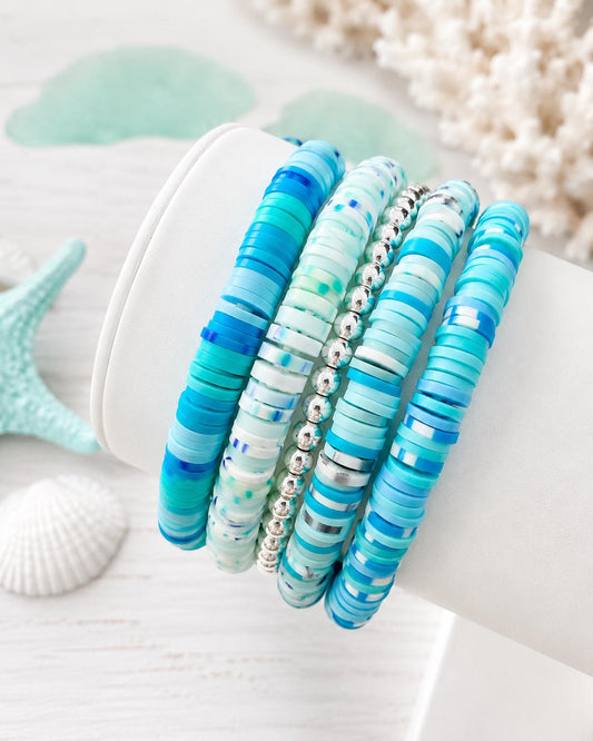Ocean-Inspired Heishi Bead Stacks
