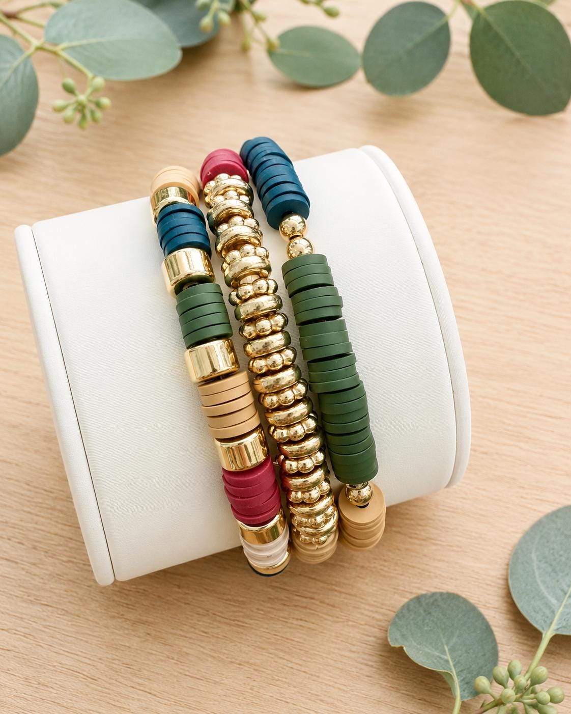 Nature Heishi Bead Bracelet Stack