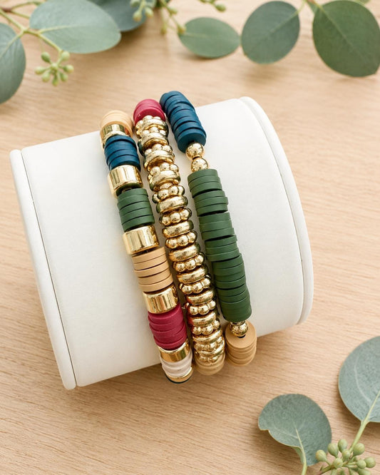 Nature Heishi Bead Bracelet Stack