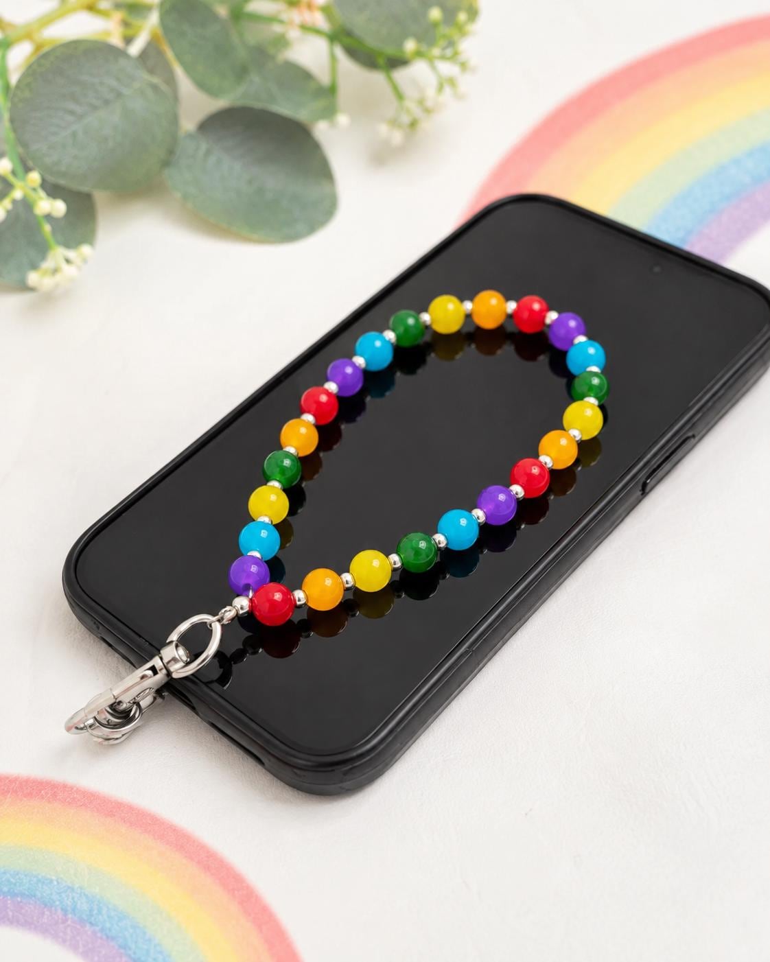 Rainbow Glass Bead Phone Wristlet