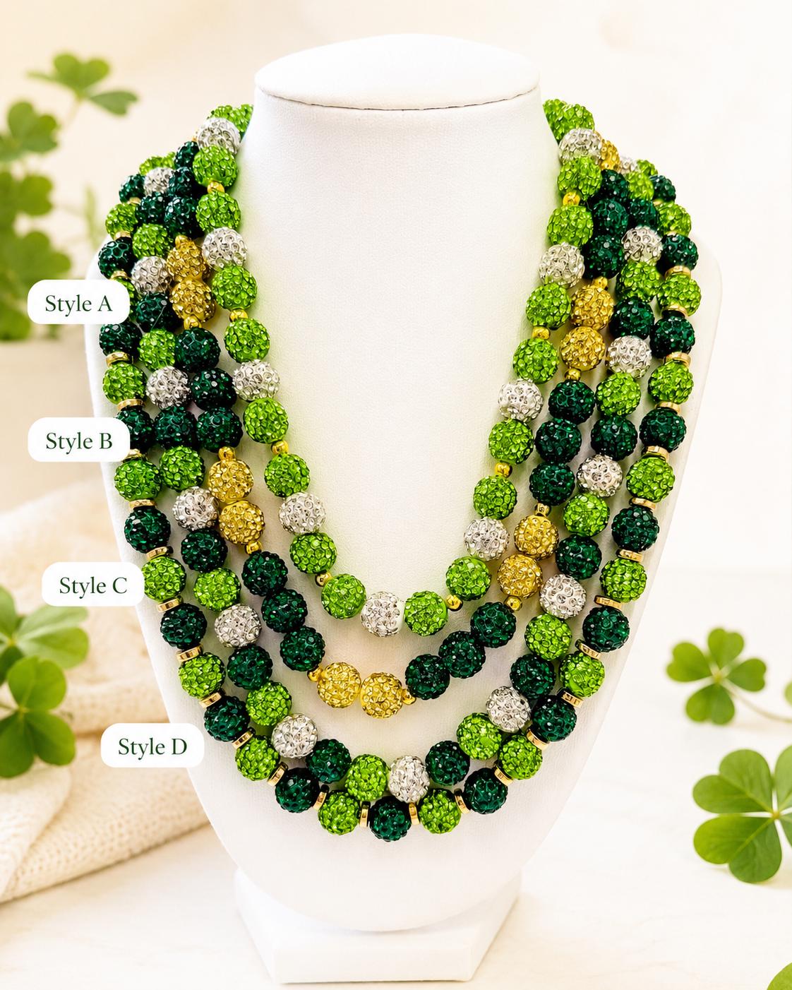 Green & Gold Rhinestone Necklaces