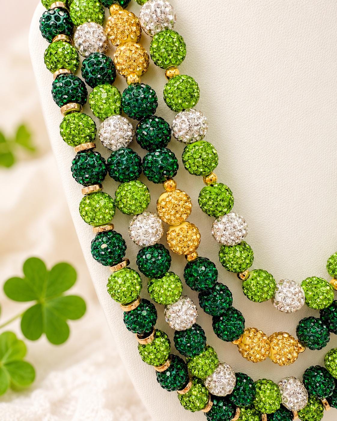 Green & Gold Rhinestone Necklaces