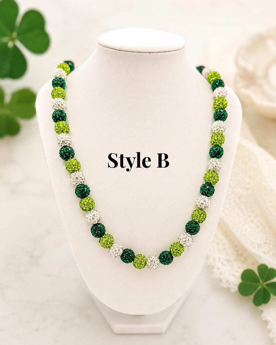 Green & Gold Rhinestone Necklaces