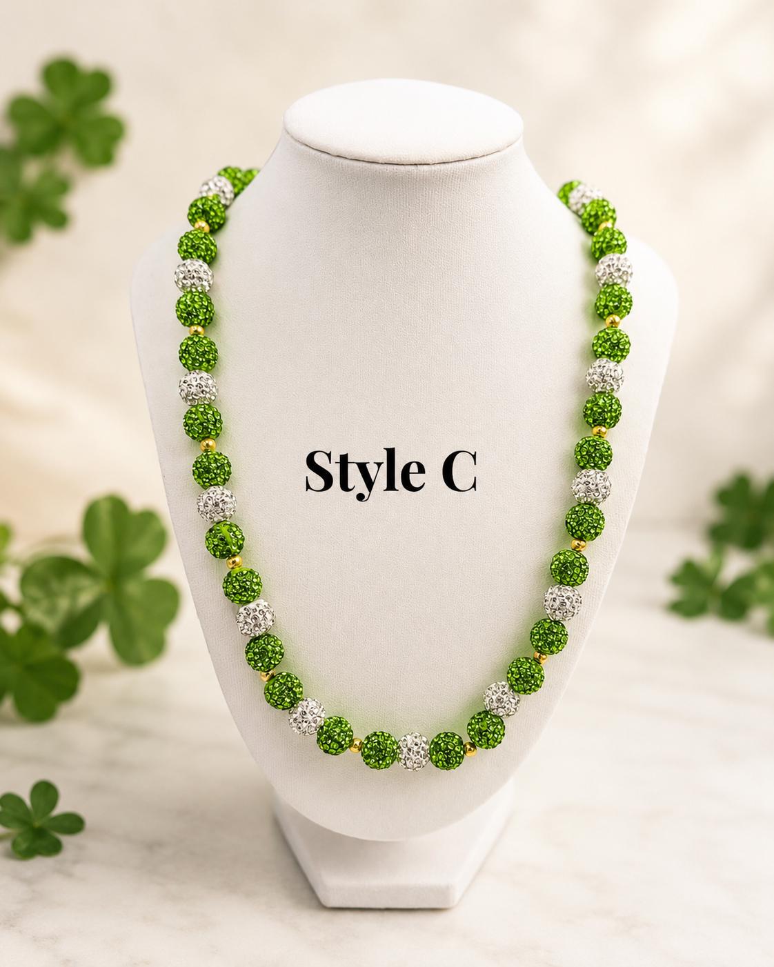 Green & Gold Rhinestone Necklaces