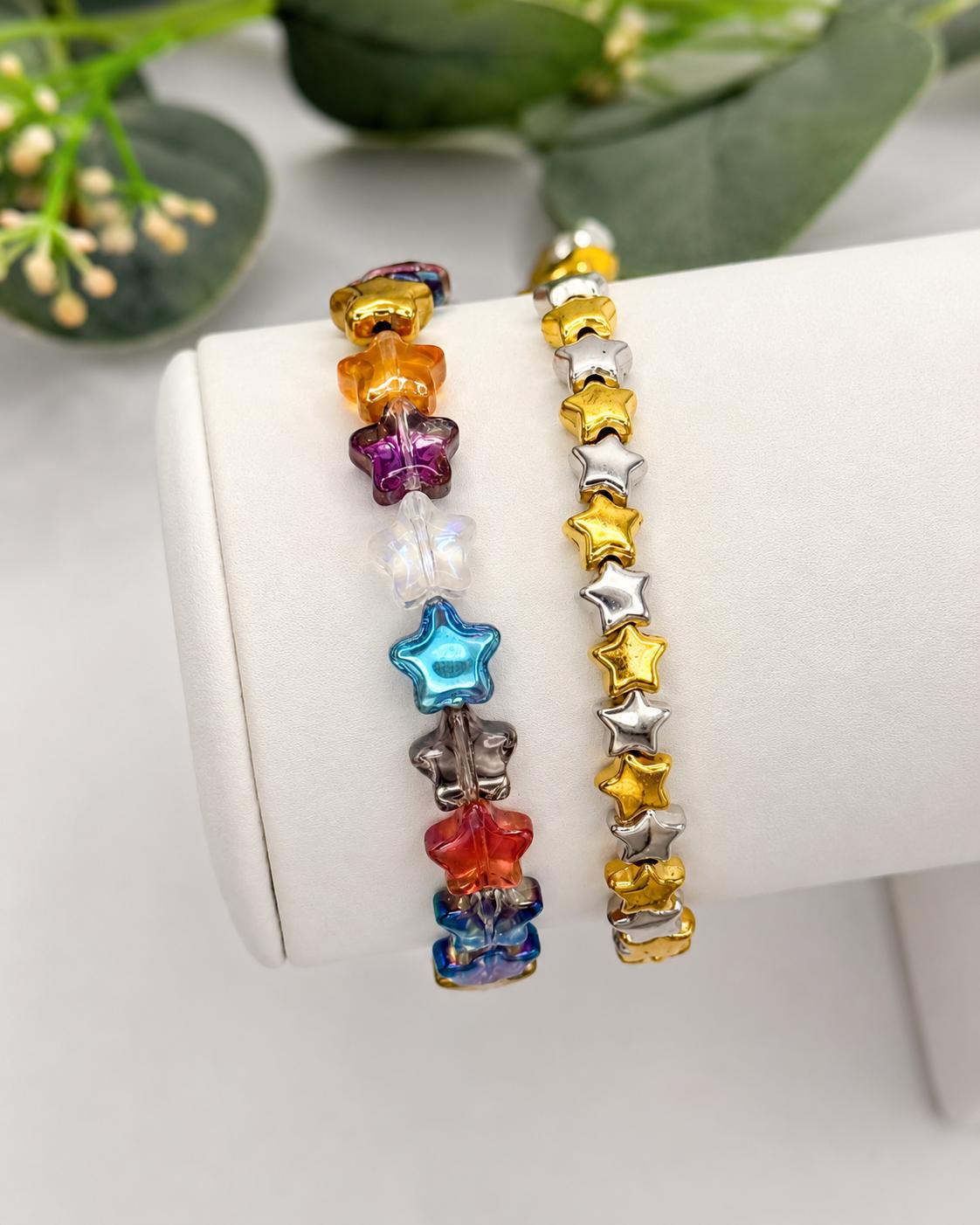 Starry Night- Glass & Metal Star Bracelets