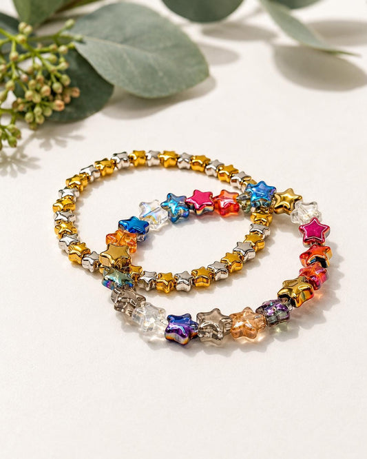 Starry Night- Glass & Metal Star Bracelets