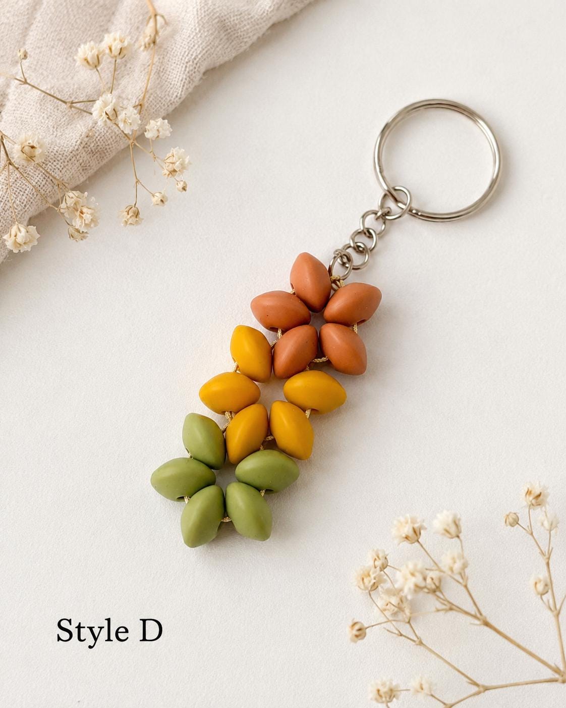 Rustic Beaded Flower Keychains