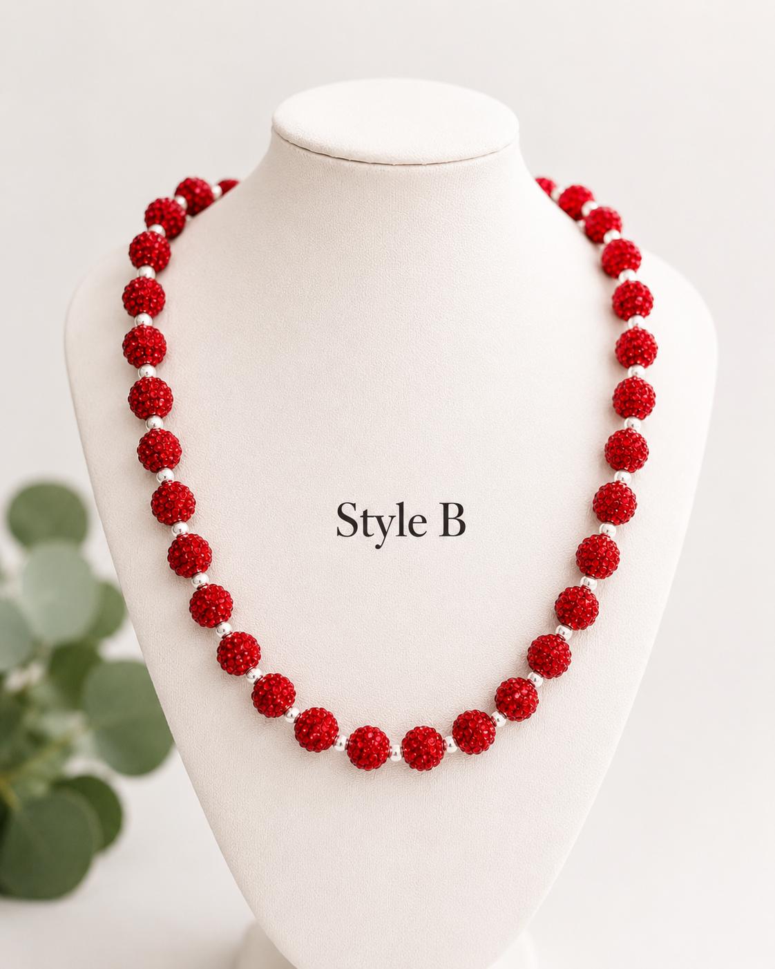 Red & Silver Rhinestone Necklaces