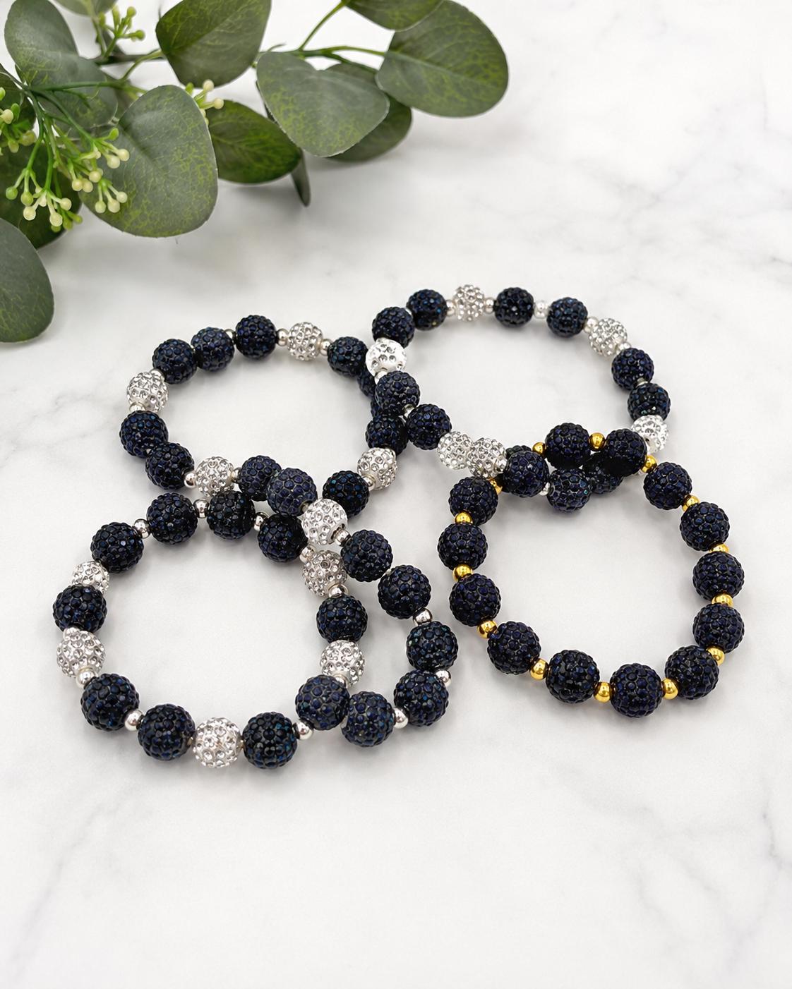 Navy Rhinestone Beaded Bracelets