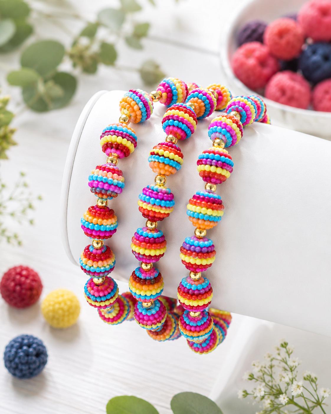 Rainbow Bayberry Beaded Bracelets