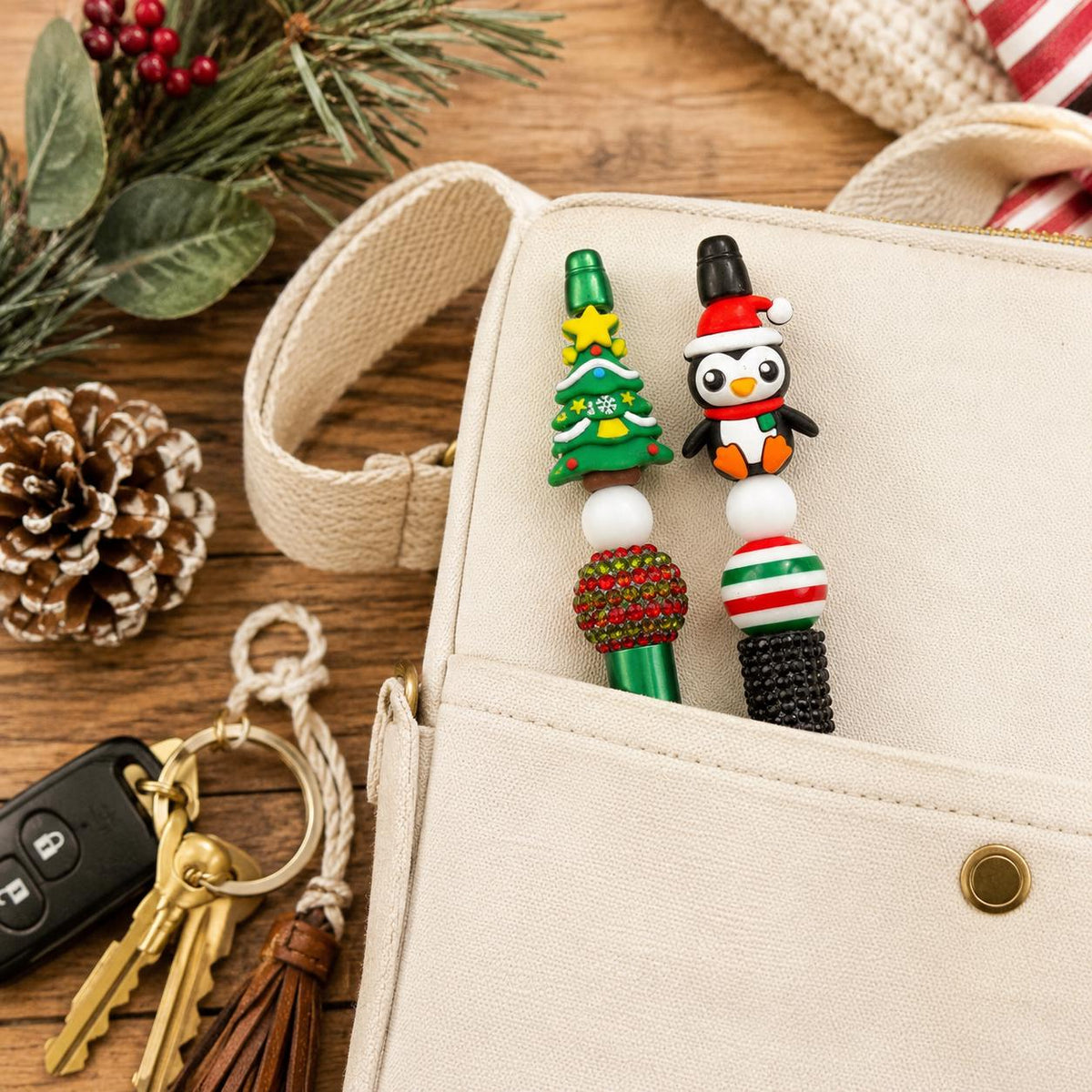Christmas Beaded Pens: Festive Fun Characters!