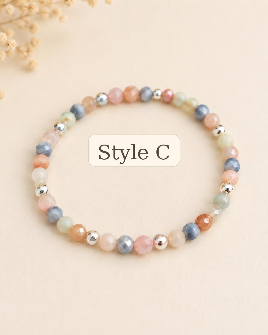 Handmade Pastel Beaded Bracelet Set, Glass Crystal Stretch Bracelet, 925 Silver Spacers, Mix & Match Stackable Gift