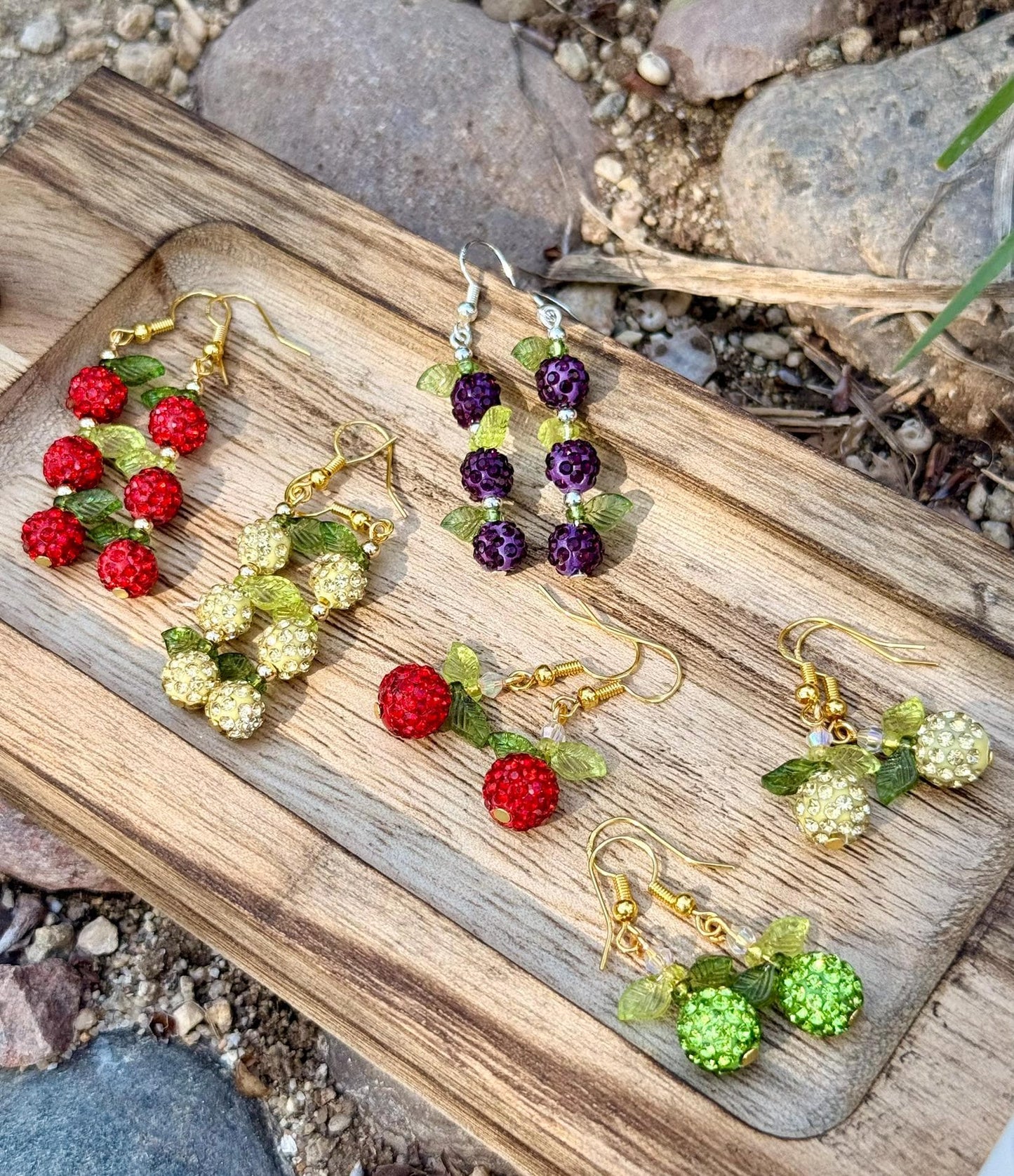 Apple Rhinestone Earrings, Fruit Dangle Earrings, Orchard Jewelry Gift, Fall Teacher Earrings, Handmade Apple Earrings