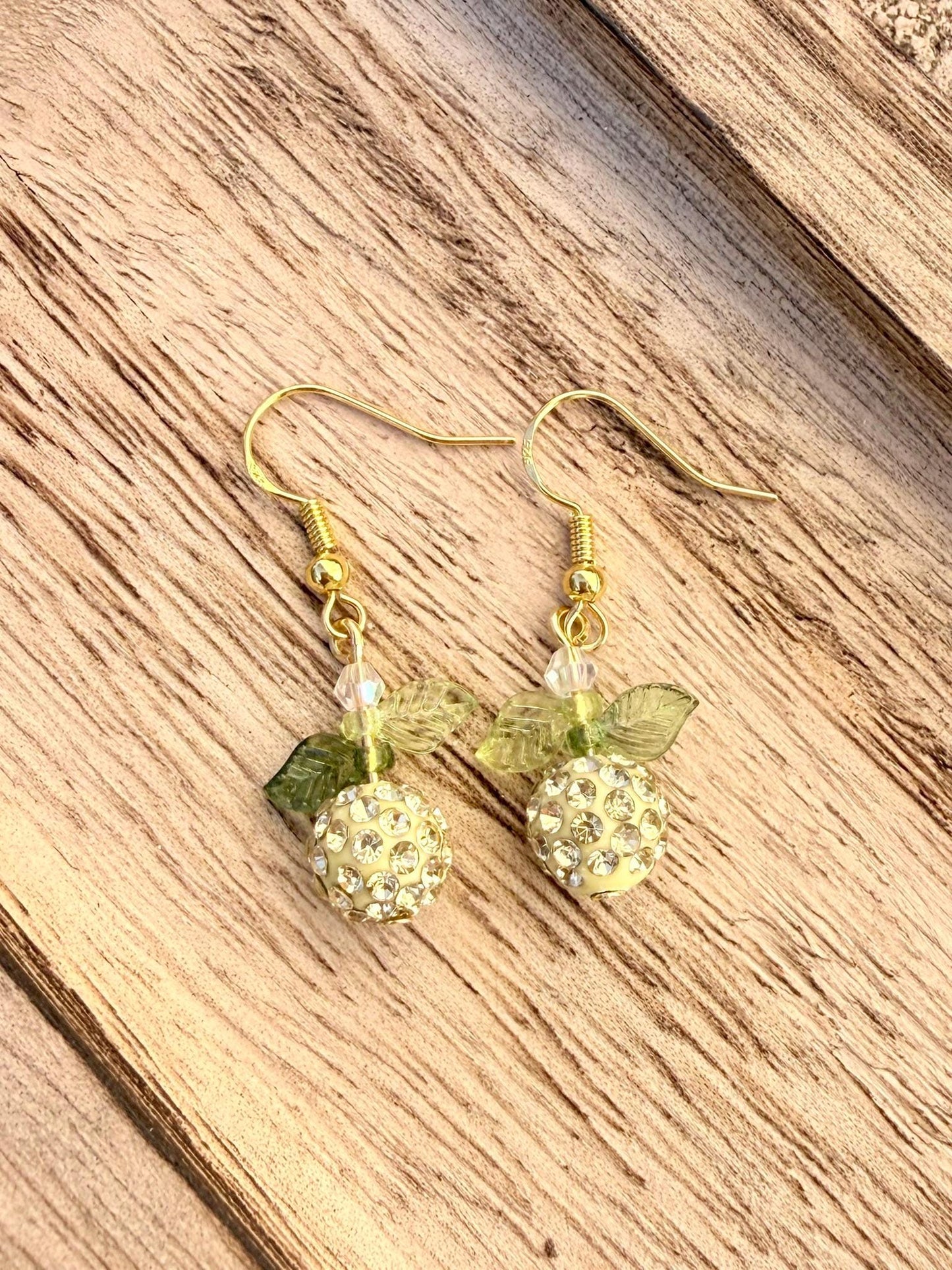 Apple Rhinestone Earrings, Fruit Dangle Earrings, Orchard Jewelry Gift, Fall Teacher Earrings, Handmade Apple Earrings