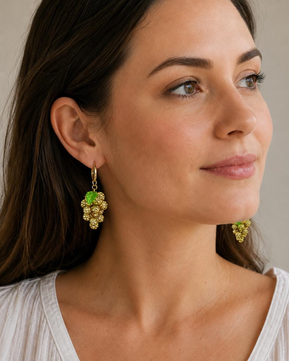 Grape Cluster Rhinestone Earrings, Colorful Fruit Dangles, Gold or Silver Finish