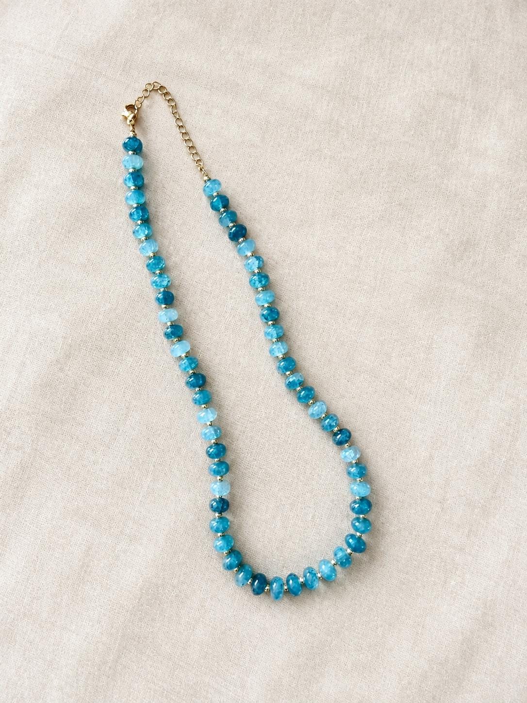 Blue Natural Stone Beaded Necklace, Ocean Inspired with Gold and Freshwater Pearl Option