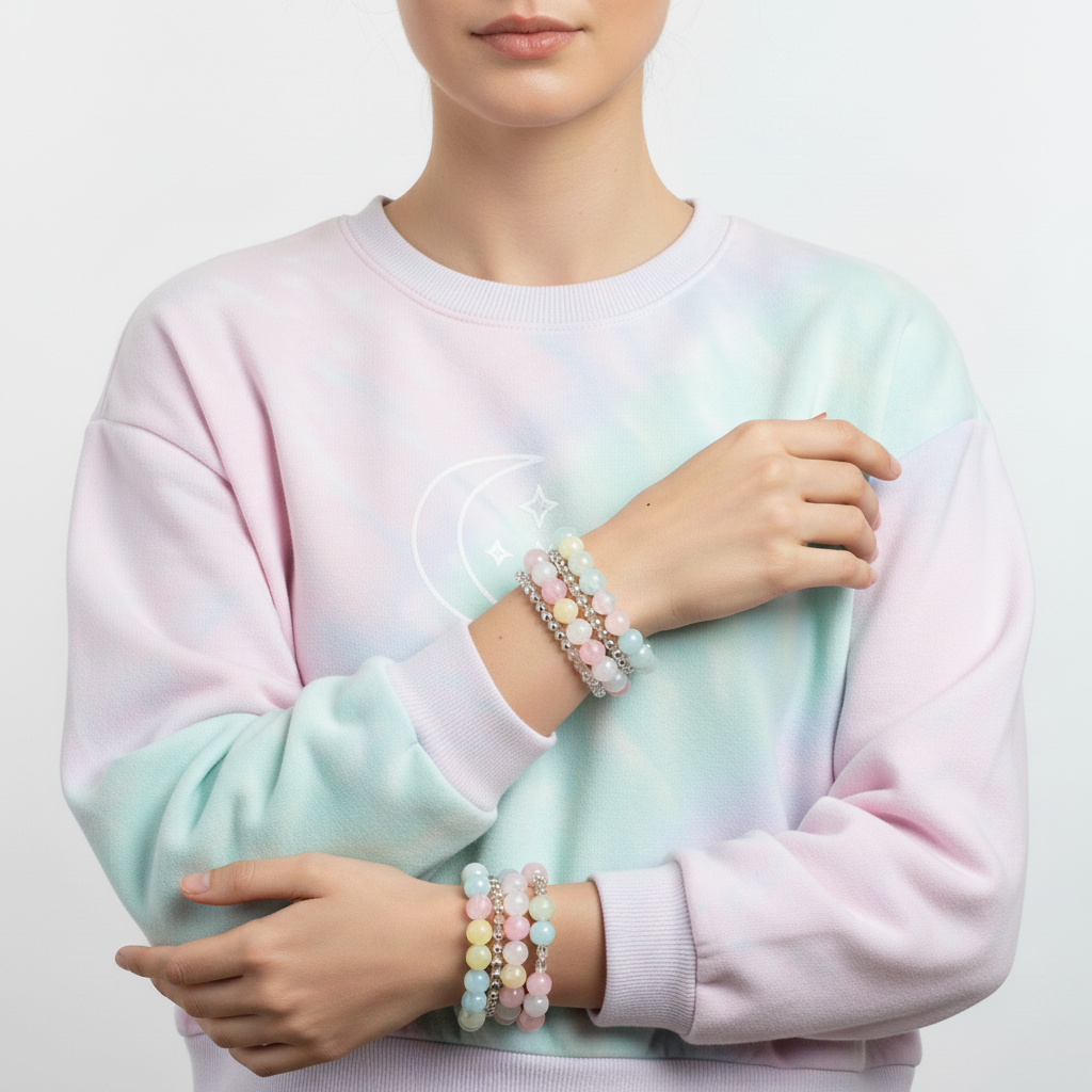 Cotton Candy Dreams - Glass Bead Bracelet Stack - Multi Color & Design - Coordinating Set