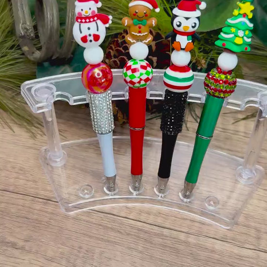 Jolly Christmas Beaded Pens: Festive Fun Characters!