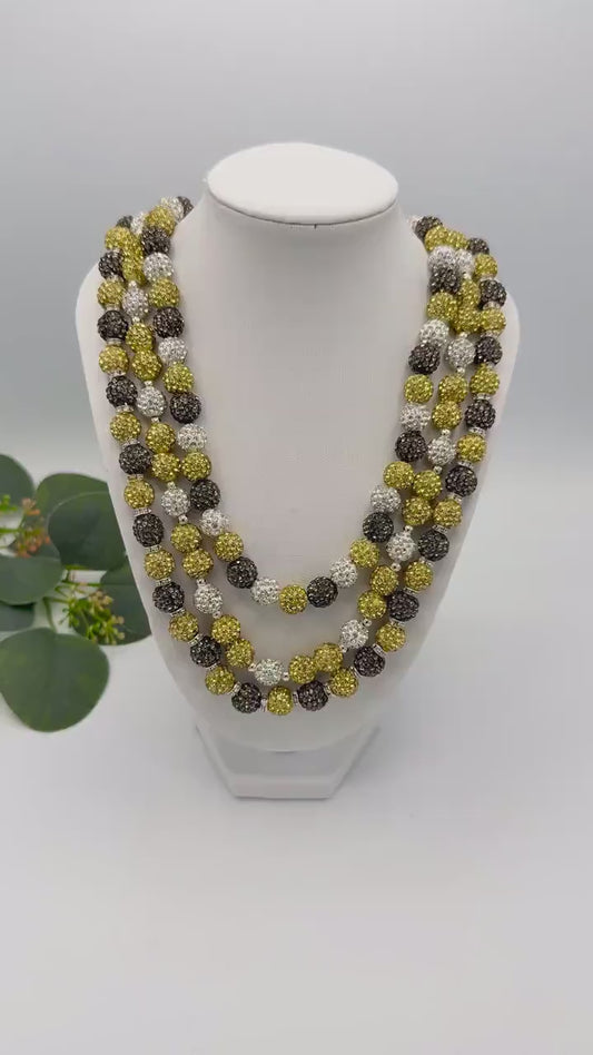 Sparkly Gold/Silver/Dark Silver- Stretchy no Clasp Design! Dazzling Shamballa Beaded Necklaces