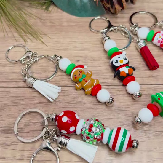 Cheerful Beaded Keychains: Your Holiday Spirit Accessory!