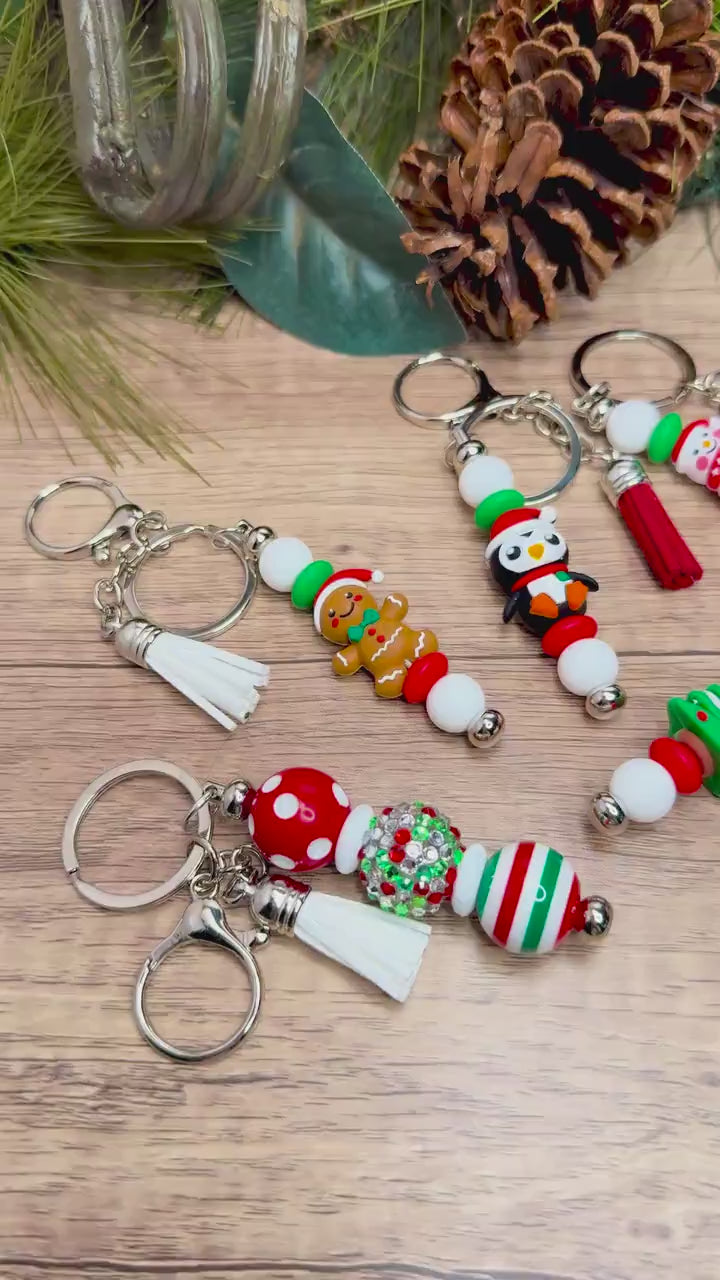 Cheerful Beaded Keychains: Your Holiday Spirit Accessory!