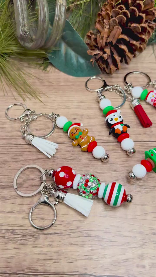 Cheerful Beaded Keychains: Your Holiday Spirit Accessory!