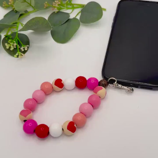 Wooden Heart Wristlet Charm