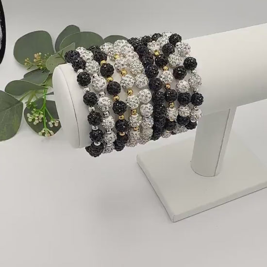 Elevate Your Look: Rhinestone Bracelets Combo - 8mm Bead Size - Various Designs - Gold & Silver Options - Stretchy, No Clasp Design