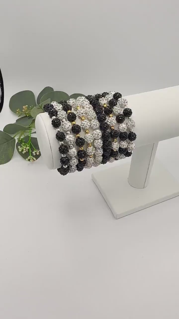 Elevate Your Look: Rhinestone Bracelets Combo - 8mm Bead Size - Various Designs - Gold & Silver Options - Stretchy, No Clasp Design