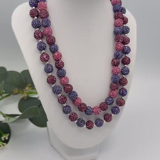 Purple Champagne Rose Rhinestone Necklaces