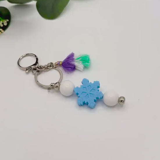 Snowflake Beaded Keychains