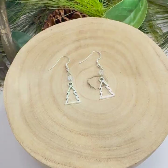 Christmas Tree Dangle Earrings- Sterling Silver