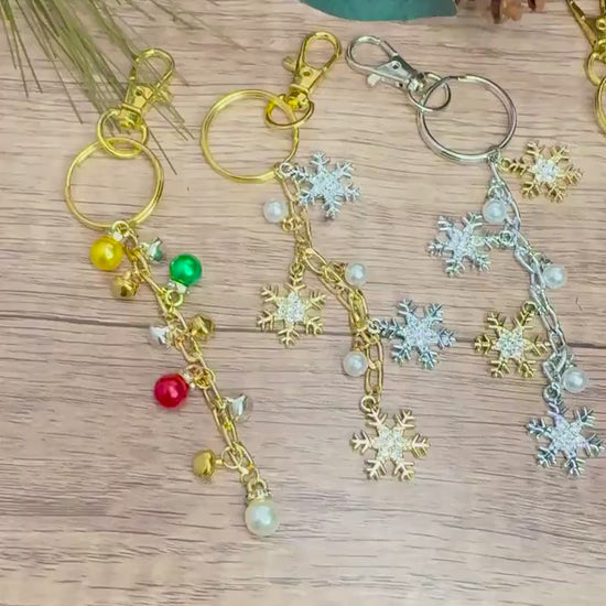 Candy Cane & Snowflake Charm Keychains