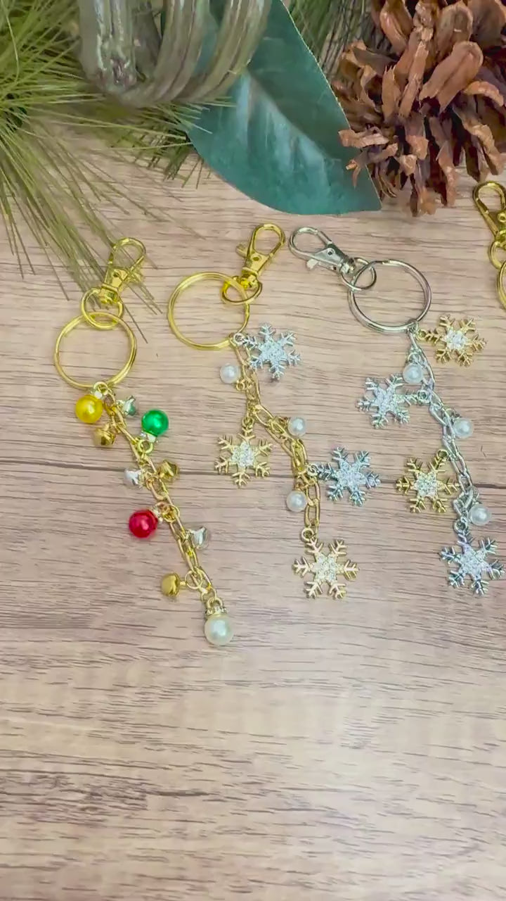 Candy Cane & Snowflake Charm Keychains