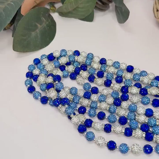 Blue Rhinestone Beaded Necklaces