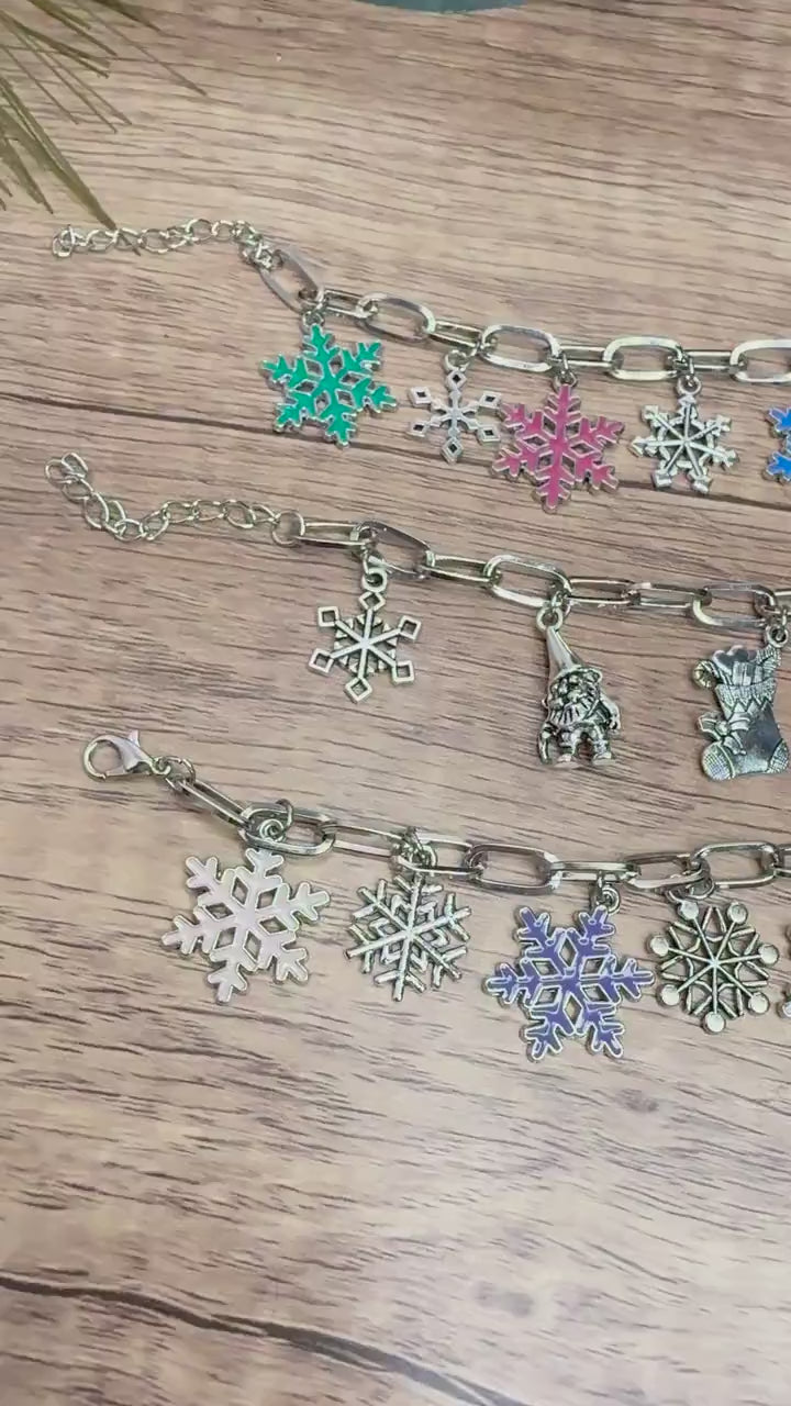 Colorful Snowflake Charm Bracelets