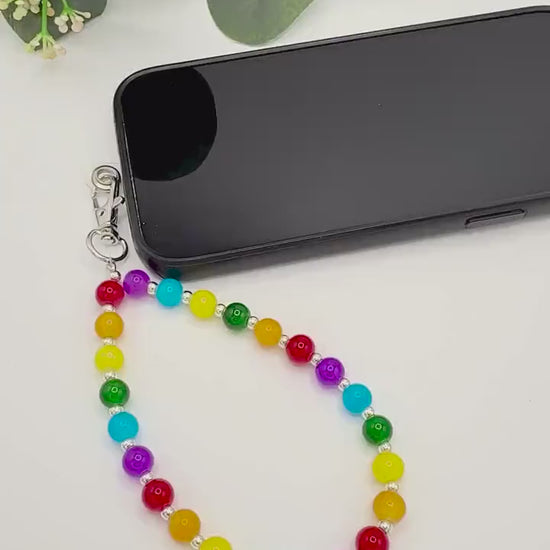 Rainbow Glass Bead Phone Wristlet