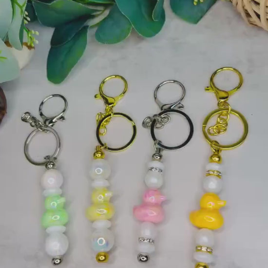Quirky Iridescent Duck Bead Keychains for Every Style