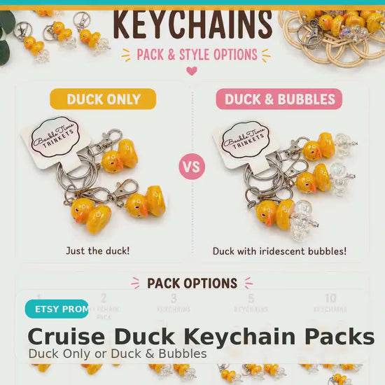 Cruising Duck Keychains Bulk Pack, Cruise Ship Hiding Ducks, Fish Extender Gifts, Duck Duck Jeep Charm, Vacation Scavenger Hunt Favors
