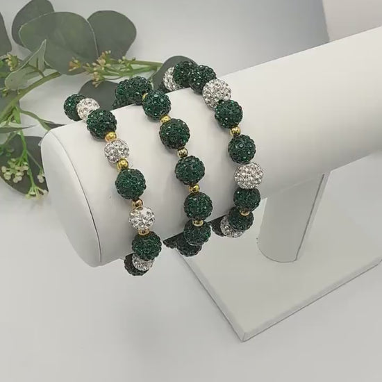 Dark Green & Gold Beaded Bracelets