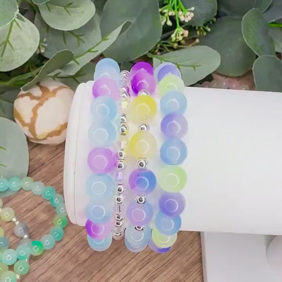 Grapevine Delights - Glass Bead Bracelet Stack - Multi Color & Design - Coordinating Set