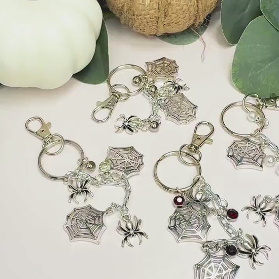 Silver Spider Web Keychains