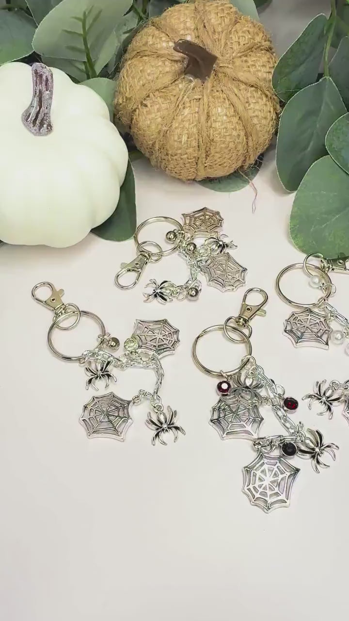Silver Spider Web Keychains